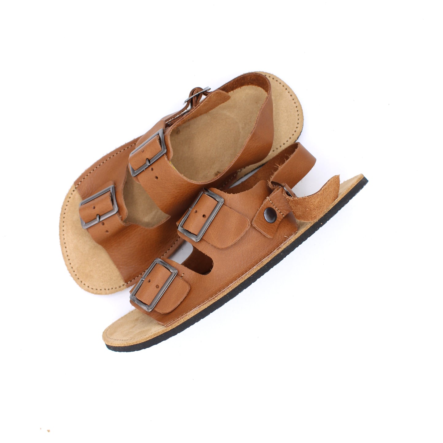 Ladies Buckle Sandals - BRONZER - -Gunmetal Buckles - 6mm Black Hybrid Soles - Rivets