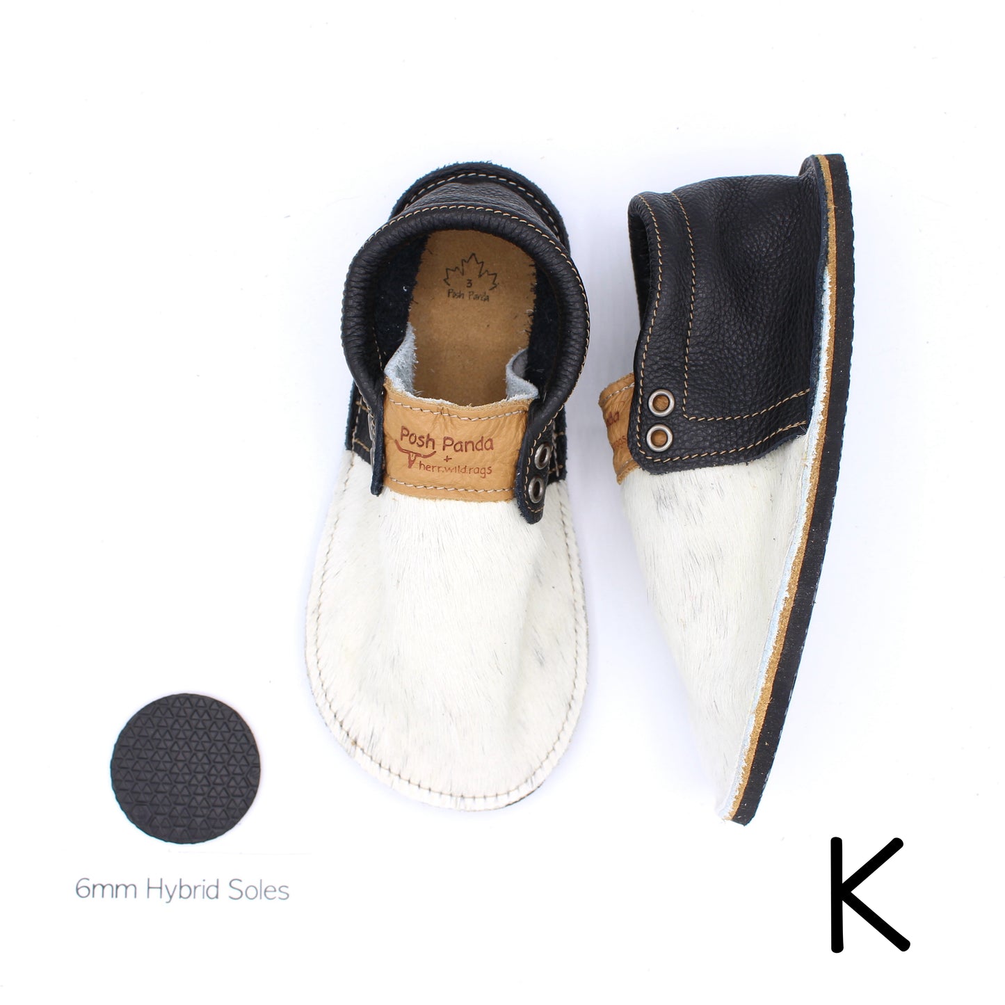 Hair Hide Mocs - YOUTH - Size 3 (4mm Soles) - Posh Panda