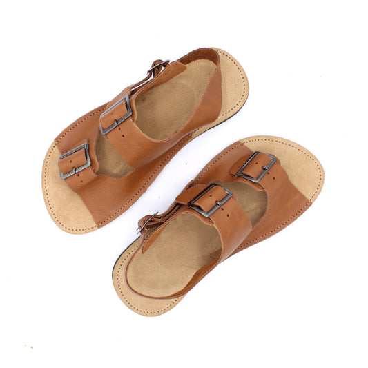 Ladies Buckle Sandals  - BRONZER - -Gunmetal Buckles - 6mm Black Hybrid Soles - Rivets