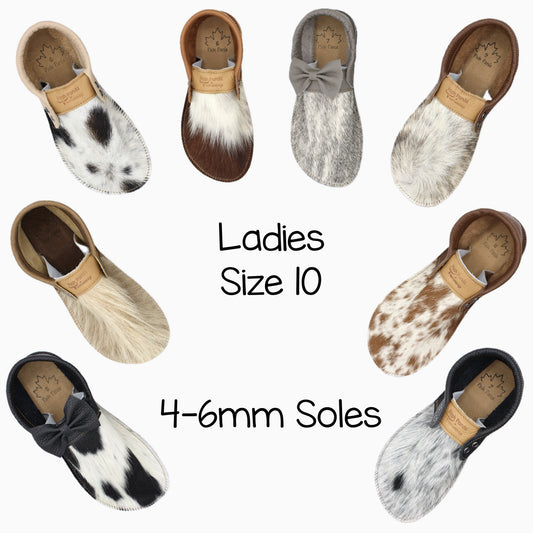 Hair Hide Collab Mocs - Ladies - SIZE 10 (4-6mm Soles)