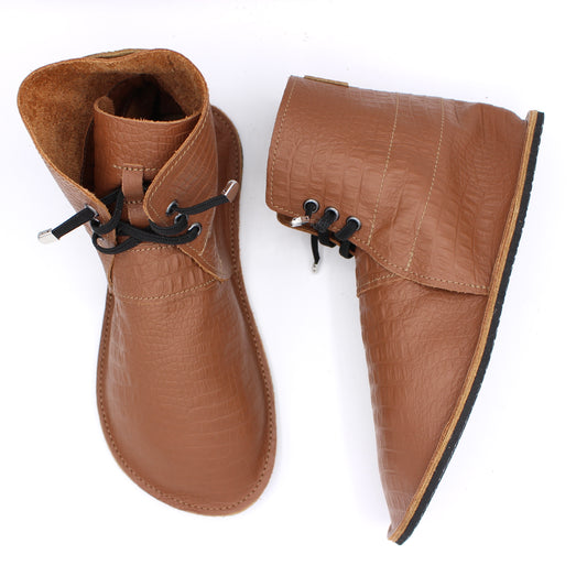 Ladies BOOTS - Classic - Brown Snake - 4mm Black Hybrid Soles