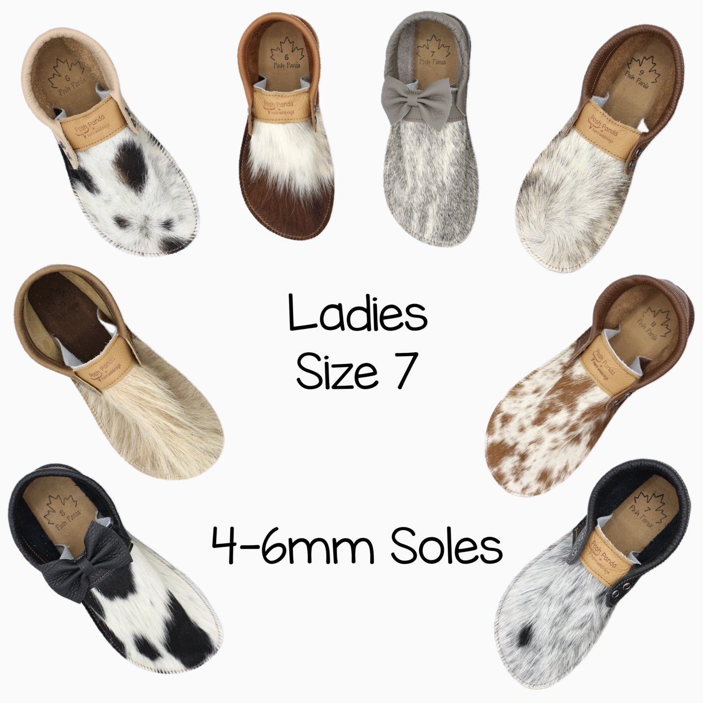 Hair Hide Collab Mocs - Ladies - SIZE 7 (4-6mm Soles)
