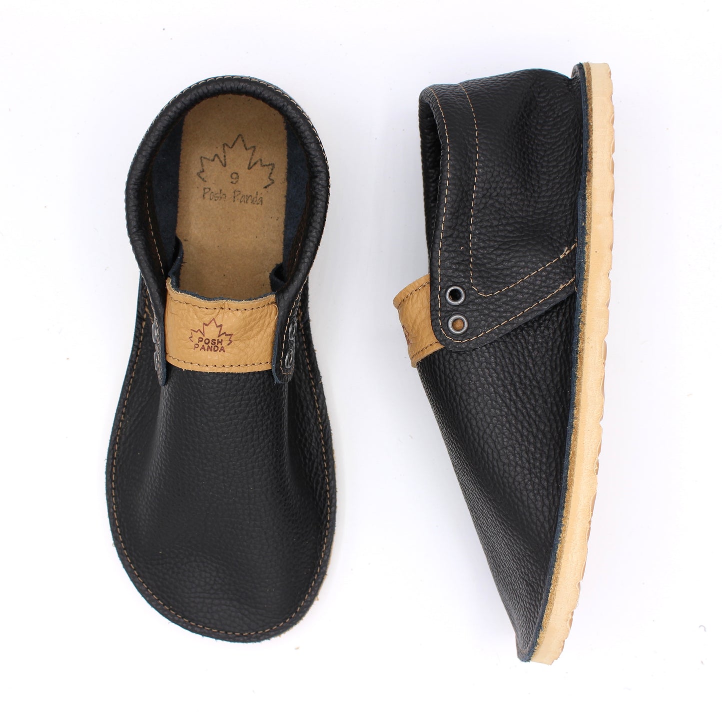 Mens Hampton Mocs - Black - Beige RUGGED SOLE