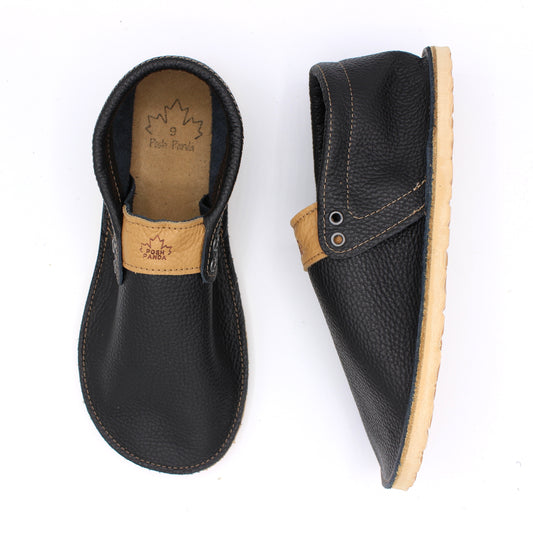 Mens Hampton Mocs - Black - Beige RUGGED SOLE