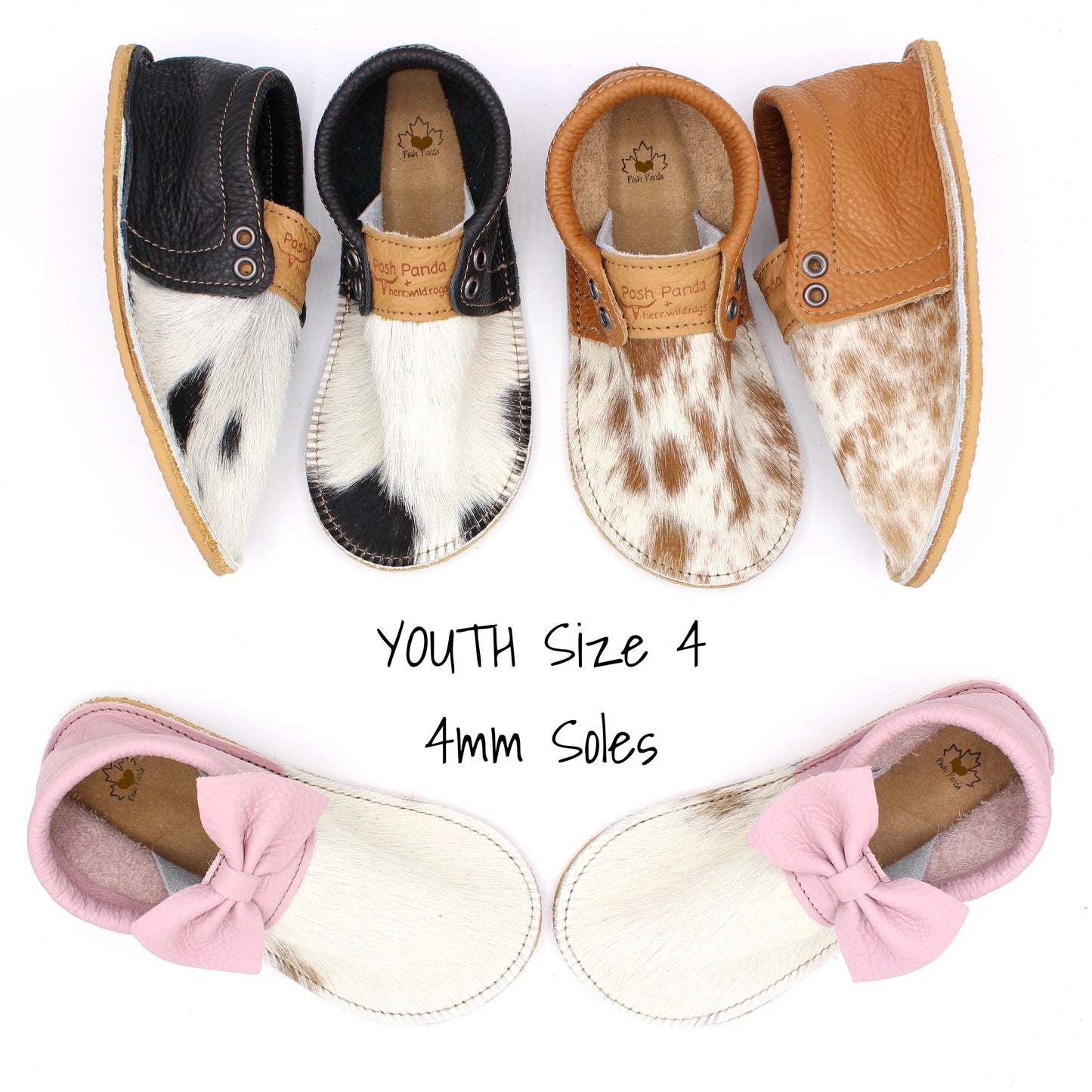 Hair Hide Mocs - YOUTH - Size 4 (4mm Sole)