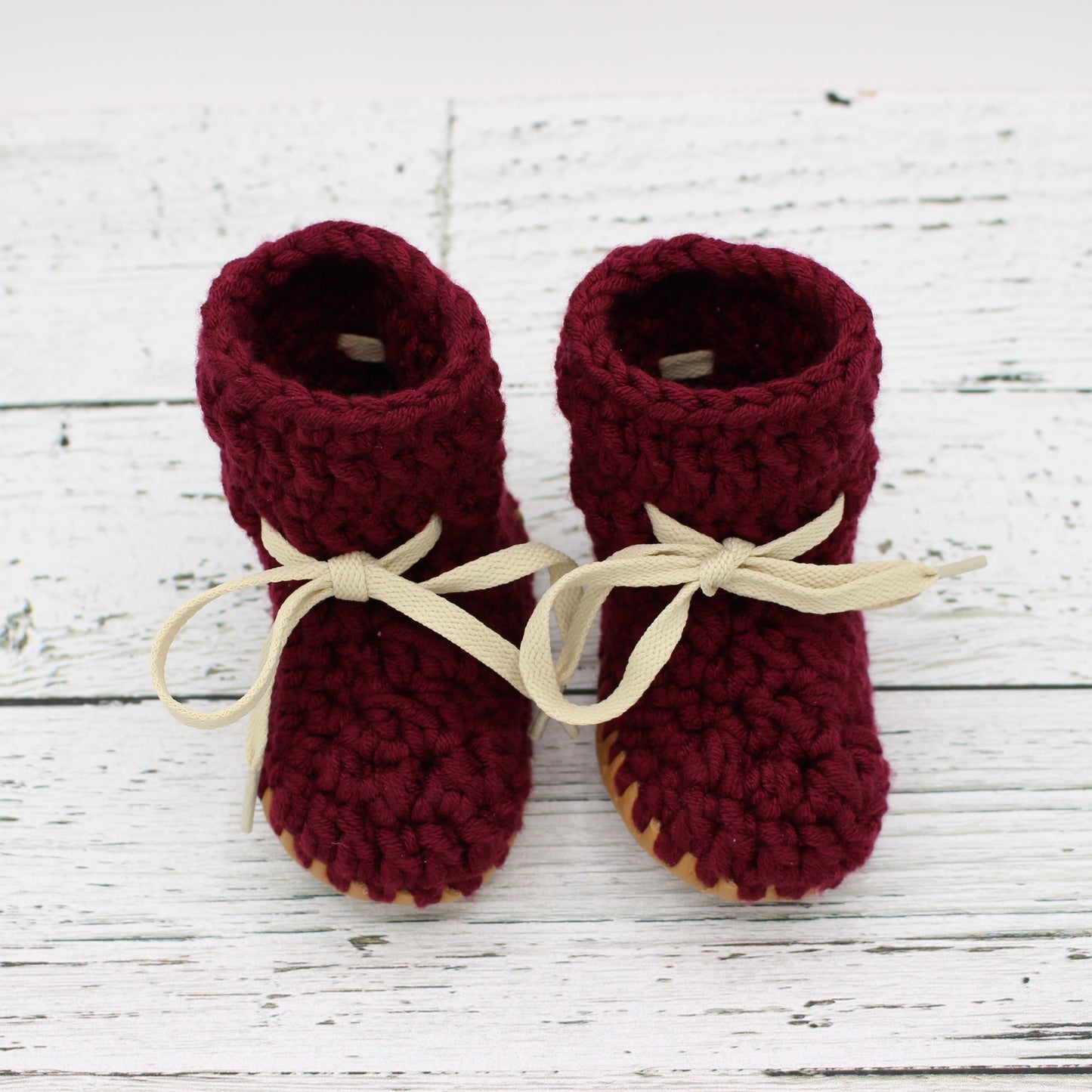 Baby Crochet Boots - Burgundy